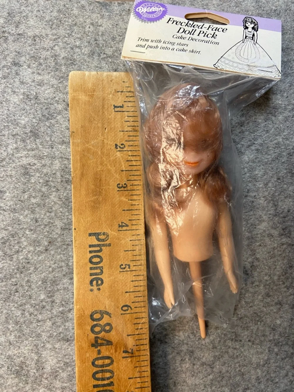 Wilton Freckled-Face Doll Pick Cake Topper - Peach Skin with Brown Hair